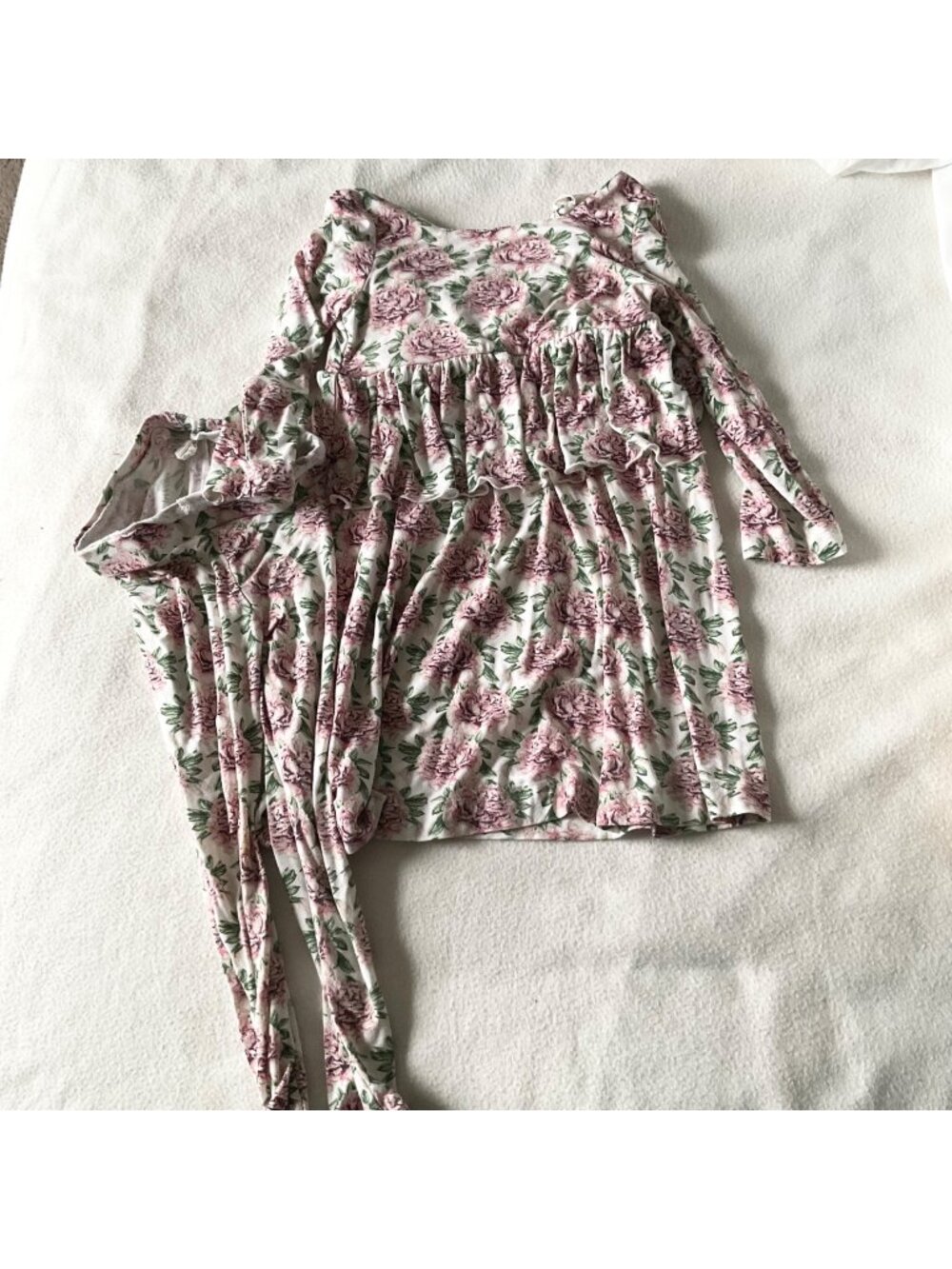 Kate Quinn bamboo peony dress and leggings pink green set 4T